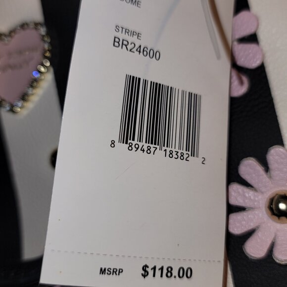 Betsey Johnson Black and White Stripe Satchel - Picture 9 of 14